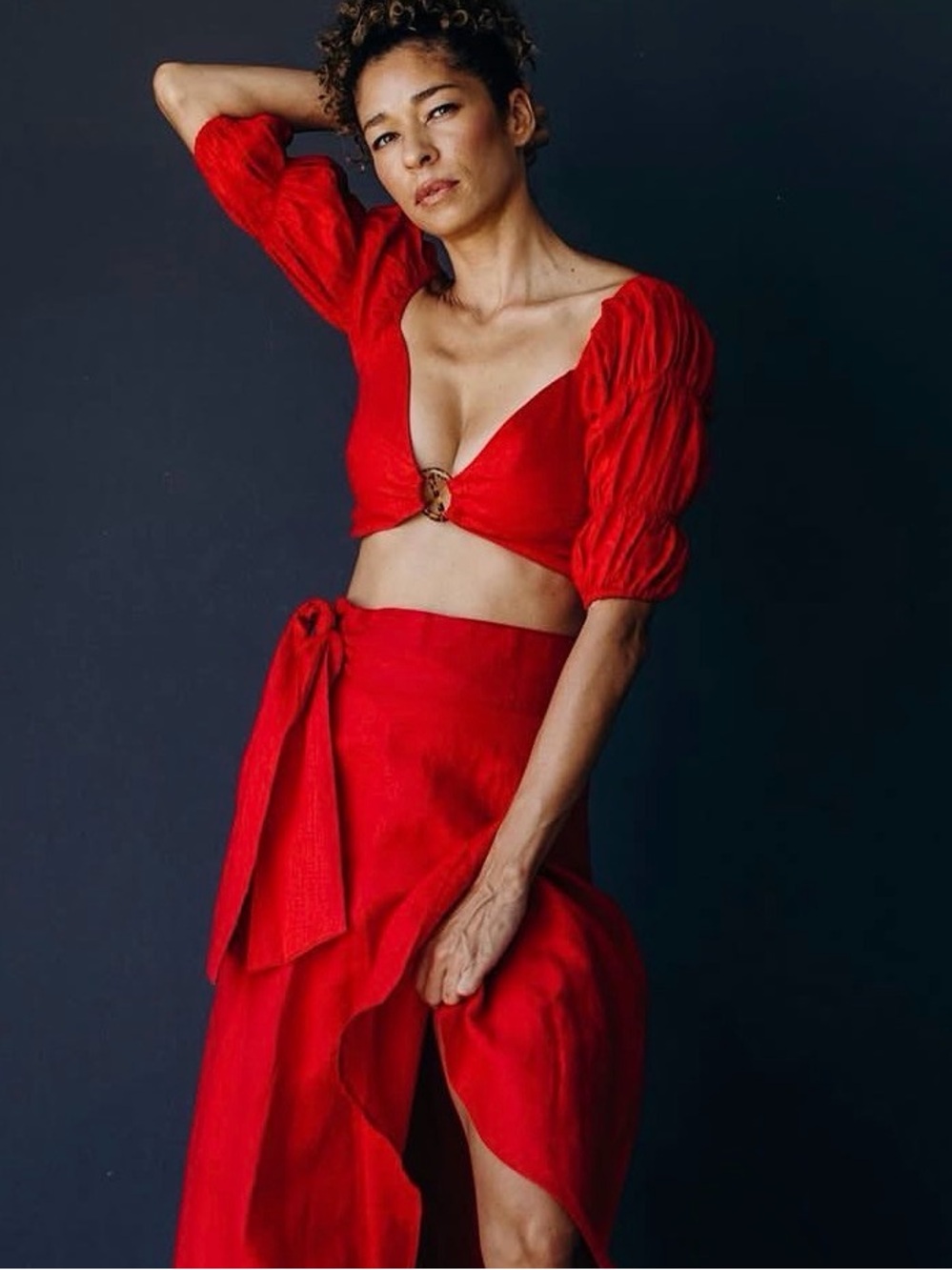 CLAUDE TULUM  Red Off-Shoulder Ring-Front Crop Top (NEVER WORN)
